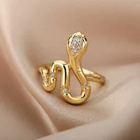 Snake Rings For Women Men Punk Hip Hop Open Adjustable Gold Plated Ring Stainless Steel Zircon Aesthetic Jewelry anillos Homme - Image 6