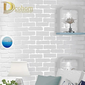 

PVC/Vinyl Thickening white brick wallpaper for walls rustic TV background brick wall paper rolls, Papel de parede R211