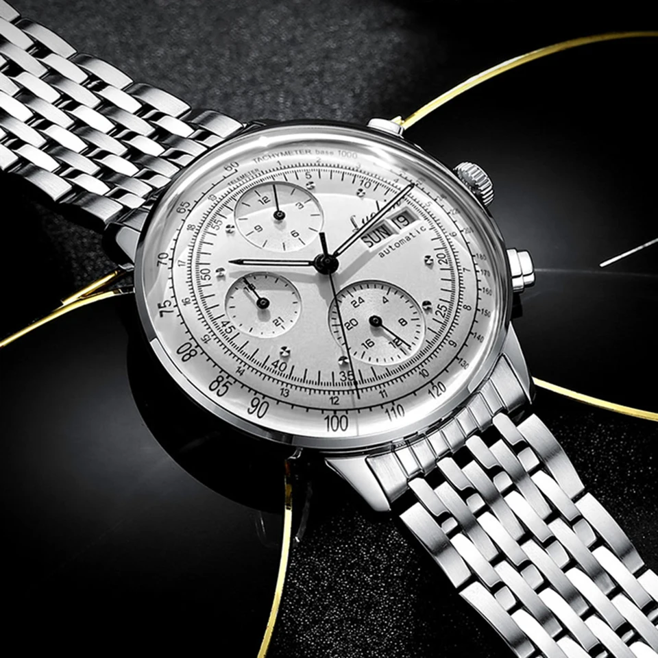 Corgeut Orologio meccanico da uomo 41mm Lunetta in ceramica in vetro zaffiro impermeabile