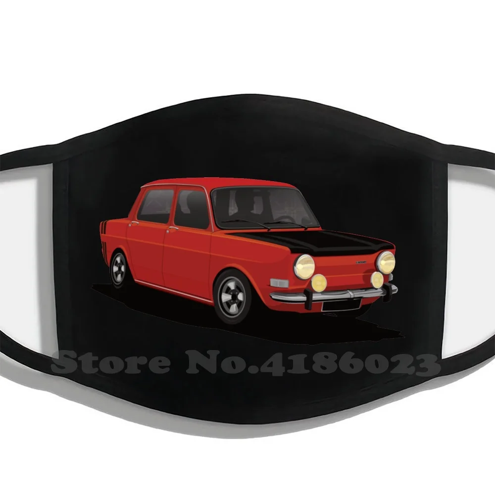 Simca 1000 Rallye Red Printing Washable Breathable Reusable Cotton Mouth Mask Classic Car | Аксессуары для одежды
