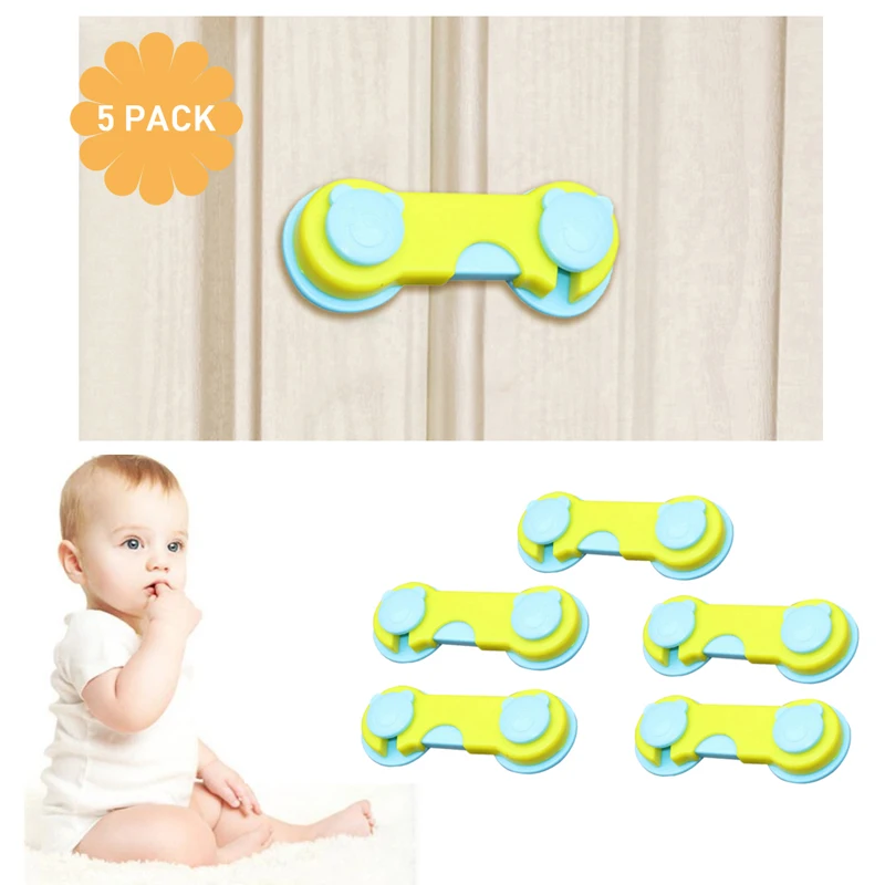 5pc Plastic Cabinet Lock Safety Baby Protection From Children Safe Locks For Refrigerators Baby Security Drawer Latches