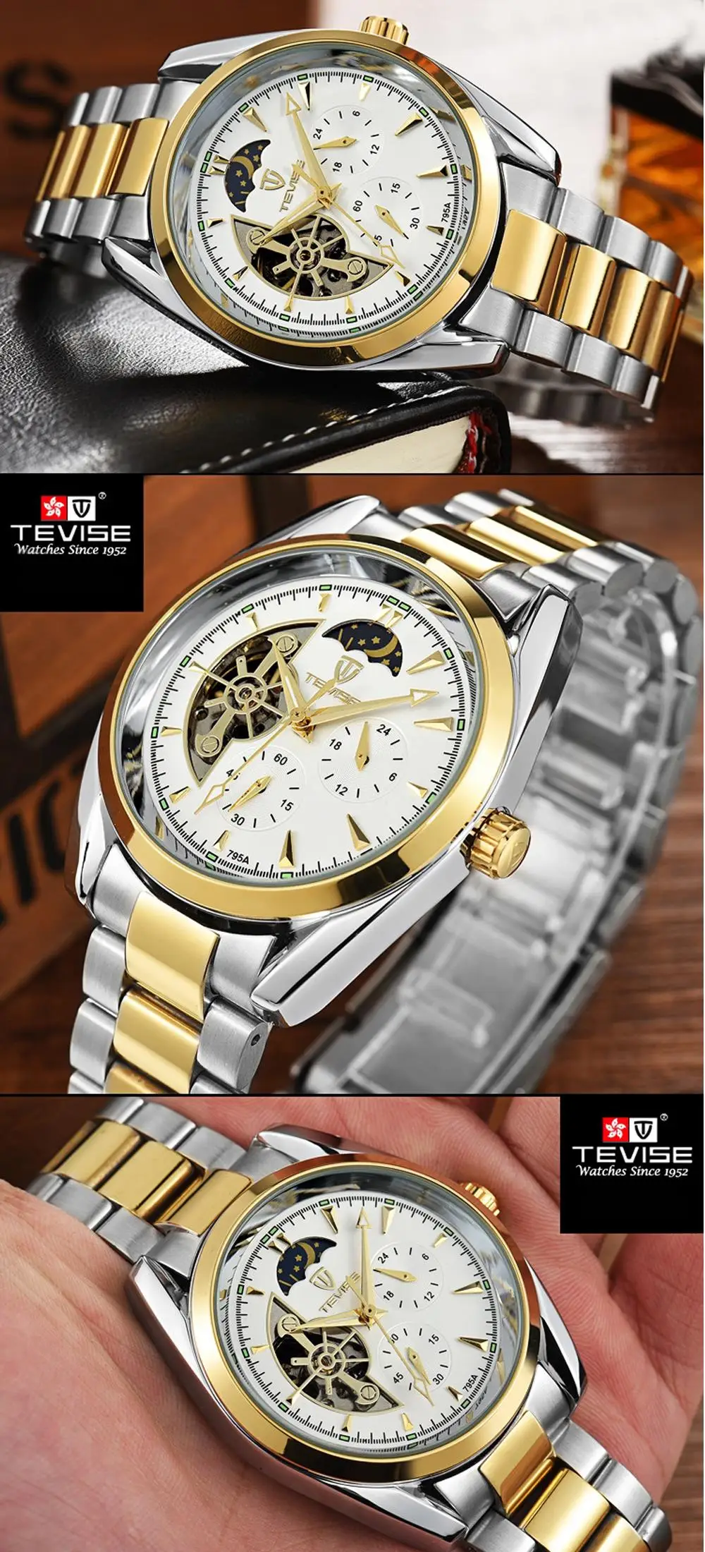 Tevise Мужские автоматические механические Скелетон турбилон часы наручные часы лучший бренд класса люкс мужские стальные спортивные часы