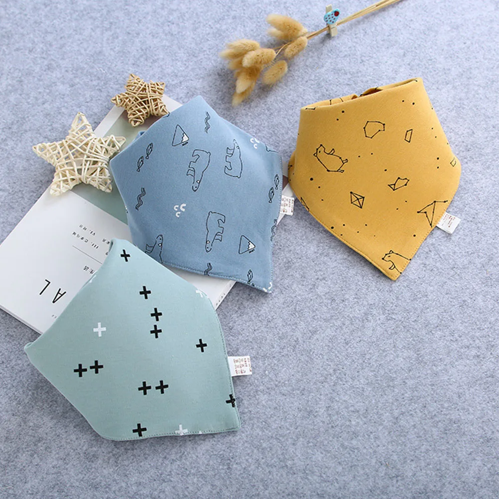 3 Pieces Baby Bandana Bibs Cotton Triangle Unisex Boy Girl Cartoon Slabbetjes Kids Feeding Drool Apron Saliva Towel 3