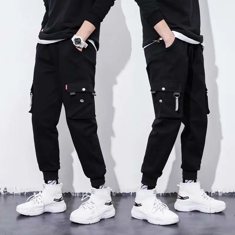 

Casual Beam Leg Black And White with Pattern Bib Overall Men's Popular Brand Korean-style Slim Fit Casual Athletic Pants Capri H