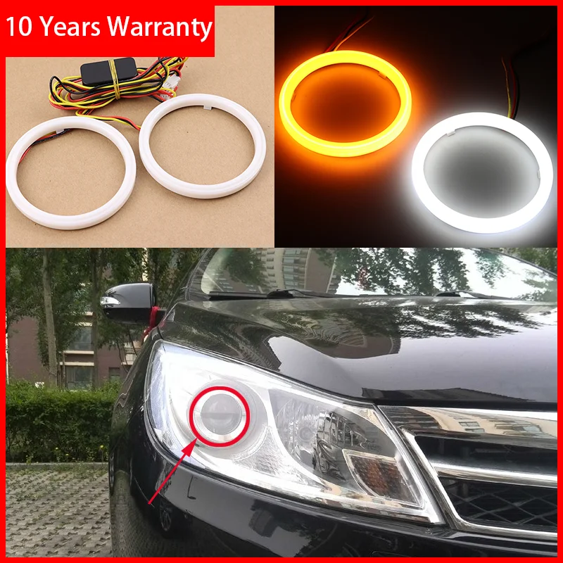 

Для BYD Surui 2012 2013 2014 2015 хлопок горки светодиодный двойной Цвет Ангел глаз белый янтарь сигнал поворота светильник