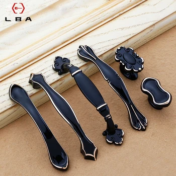 European Style Furniture Cabinet Door Handle Black Bedroom Decorative Knobs Kitchen Cabinet Handles Hardware Accessories