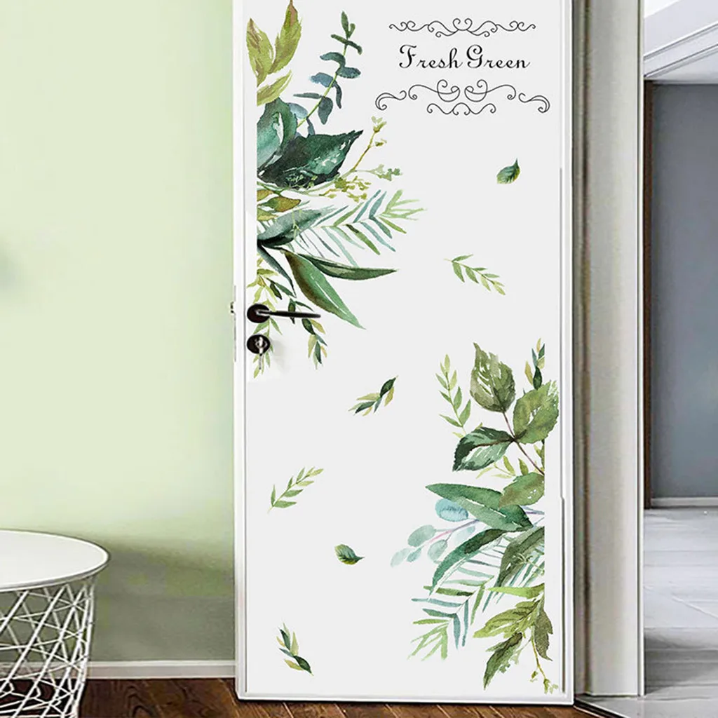 

Beautiful Green Leaf Rustic Style Wall Sticker Living Room TV Background Wall Sticker PVC Stikers For Living Room Wall Decor