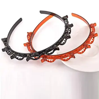 

Korean Style Multi-Layer Hollow Weave Headband Bangs Clip Headband Cartoon Character Abs Material For Girls