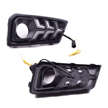 

DHBH-Car LED Daytime Running Light Dynamic Turn Yellow Signal Function Car DRL 12V LED Fog Lamp Decoration for Honda Amaze 2018