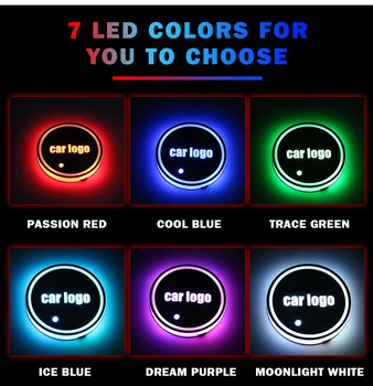 

2PCS Car Logo LED Colorful Water Cup Mat Lights Seat Trim Accessories Car drink holder ForPorsche Panamer a Cayenne Macan Taycan