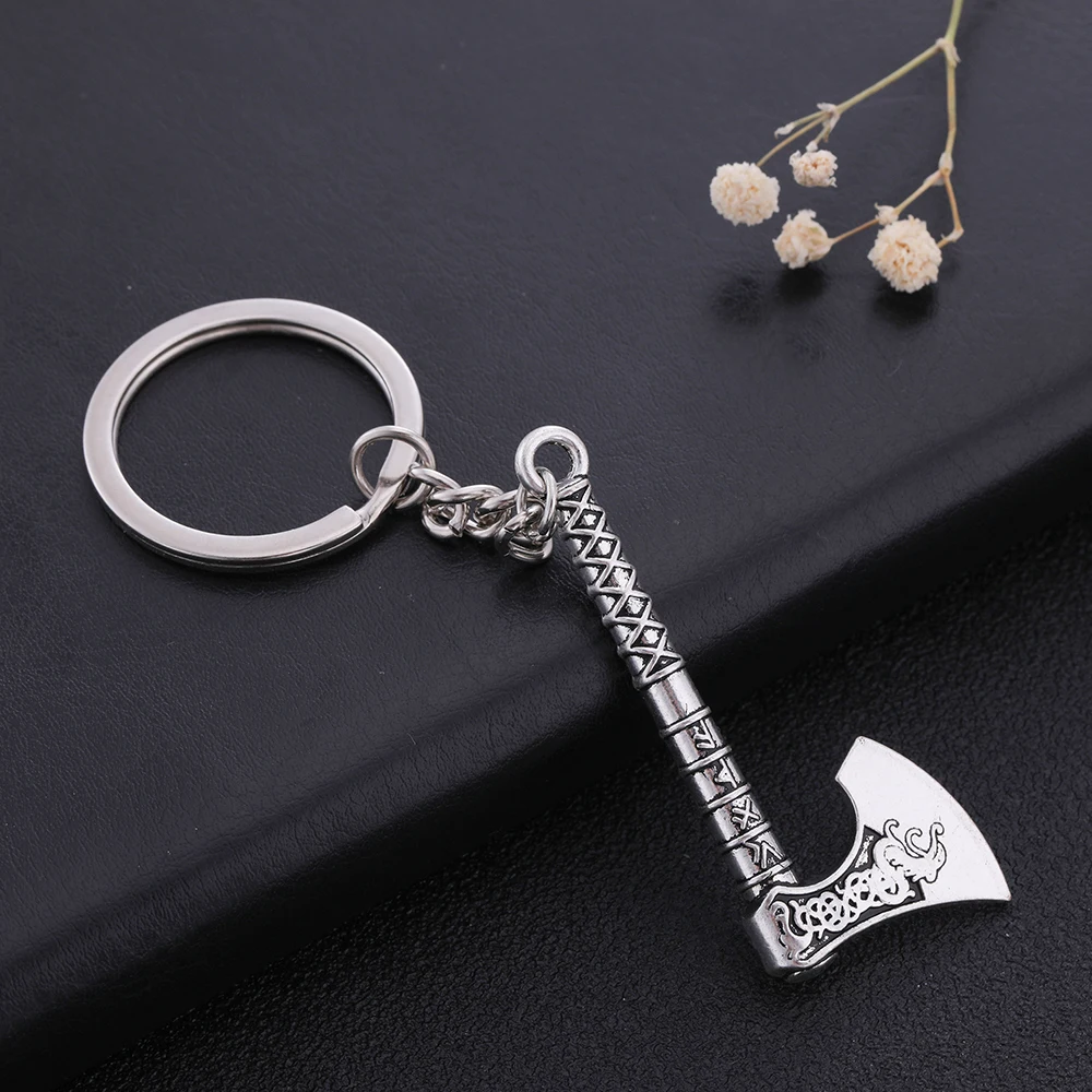 

Fishhook Gothic Evil Demon Dragon Axe Hatchet Keychain For Man Irish Knot Pendant Talisman Pagan Amulet Key Chain Gift Jewelry