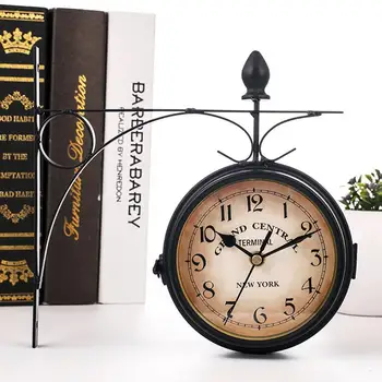 

European-Style Clocks Wrought Iron Wall Clock Retro Clock Clocks European-Style Decorative Double-Sided Retro Wall Clock N7D3