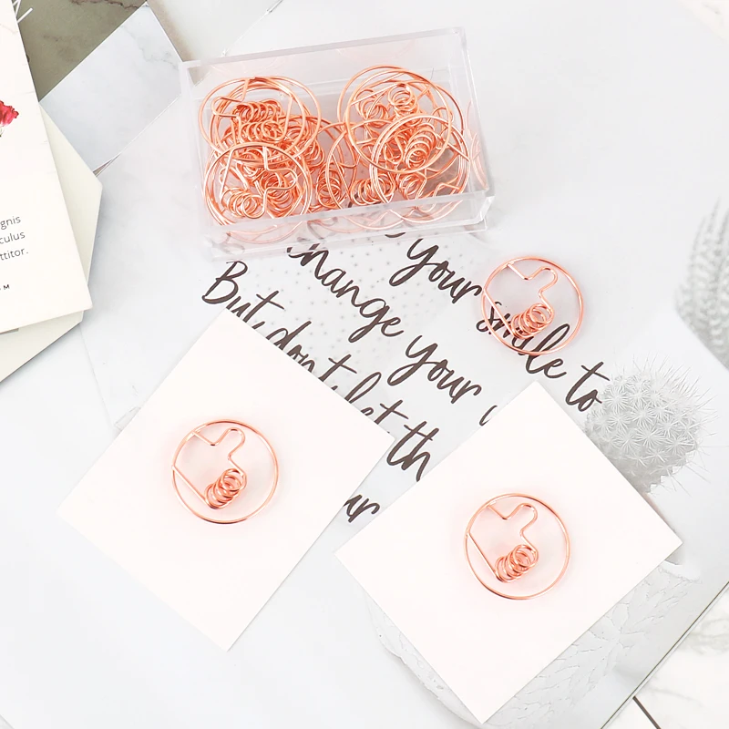 Electroplated Rose Gold Paper Clips Creative Thumb Clip Metal Office Paperclips Cute Bookmark | Канцтовары для офиса и дома