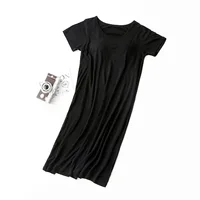 2026 new ladies' long nightdress, half-sleeved skirt with chest pad, mid-length plus size home nightdress - Image 6