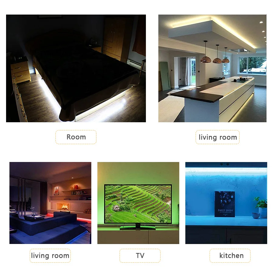 led strip 5050 dc12v led light flexible rope neon rgb flexible tape light with power supply+IR Remote For Home kitchen Christmas (8)