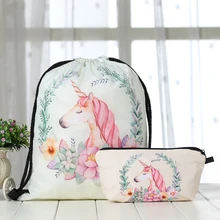 Со шнурком костюм рюкзак сумка с Кулиской Мода единорог Печать Путешествия softback мужские повседневные сумки унисекс женская сумка на плечо