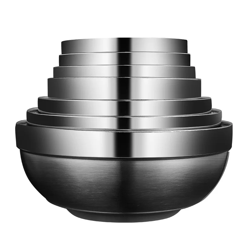 

304 Stainless Steel Bowl 11.5-14cm Family Deep Soup Bowl Double Anti-scalding Bowl Insulation Tableware Children Anti-fall Bowl