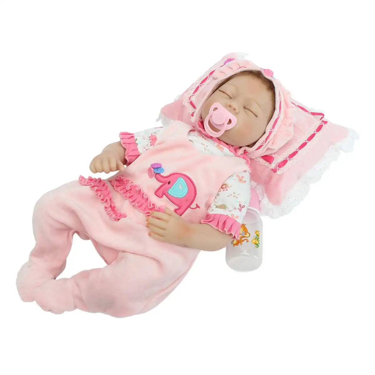 55cm Reborn Baby Doll Handmade Silicone Lifelike Reborn Sleeping Girl Doll Toy Newborn Baby Toy Set Realistic Baby Doll Toddler