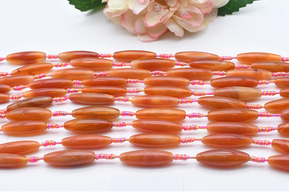 

2 strands/lot 39mm Natural Smooth Orange Oval Agate stone beads For DIY Bracelet Necklace Jewelry Making Strand 15"