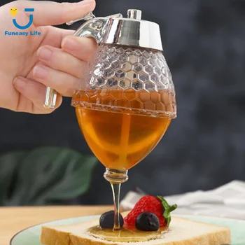 

Squeeze Bottle Honey Jar Container Bee Drip Dispenser Kettle Storage Pot Juice Syrup Cup Stand Holder Kitchen Accessories