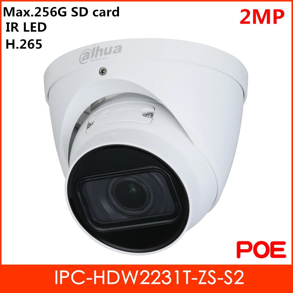 

Dahua 2mp IP Camera IPC-HDW2231T-ZS-S2 H.265 IR LED IR 40m Rotation Mode Intelligent detection Support POE Lite Security camera