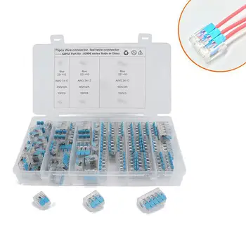 

75 Pcs/box Car Quick Connect Terminal Blue Nylon PA Copper Nickel/Tin Plating Trailing Frog 221-412,221-413 221-415