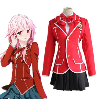 

Anime Guilty Crown Yuzuriha Inori Red Jackets Cosplay Beautiful lady Anime Pleated Skirts Costume Full Set School Uniform