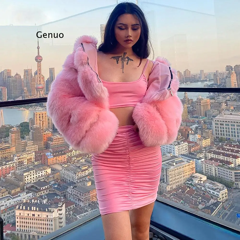 Faux Fur Coat Female Hooded Long Sleeve 