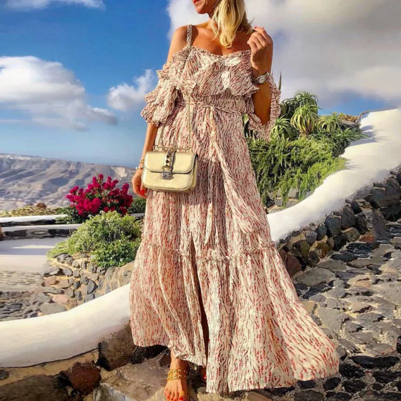 Women Sexy Summer Bohemian Beach Dresses Woman Party Night Maxi Dresses Casual Sundress Vestidos Verano 2019