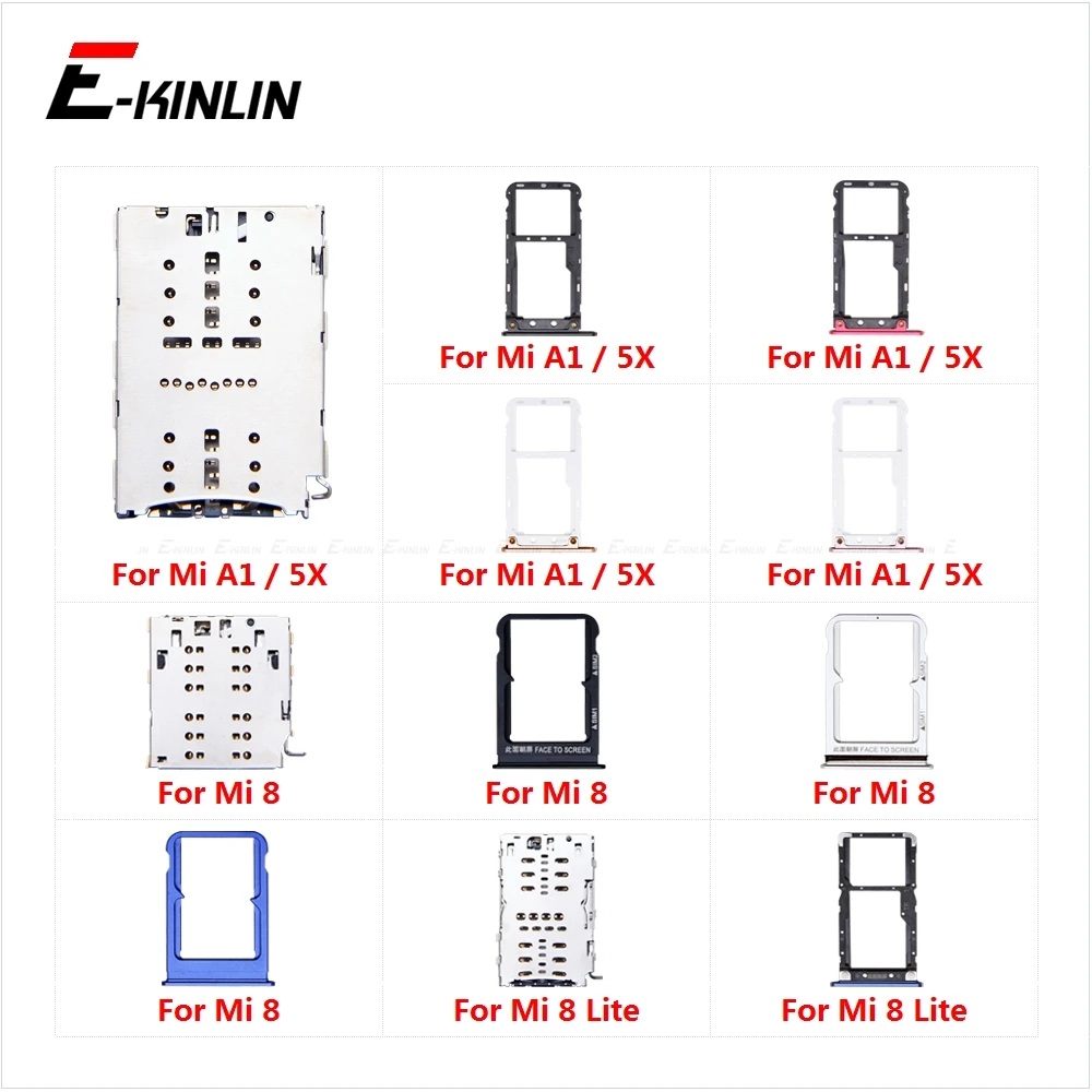 Sim Micro SD Card Socket Holder Slot Tray Reader For XiaoMi Mi 8 Lite A1 5X Adapter Container Connector Replacement Parts