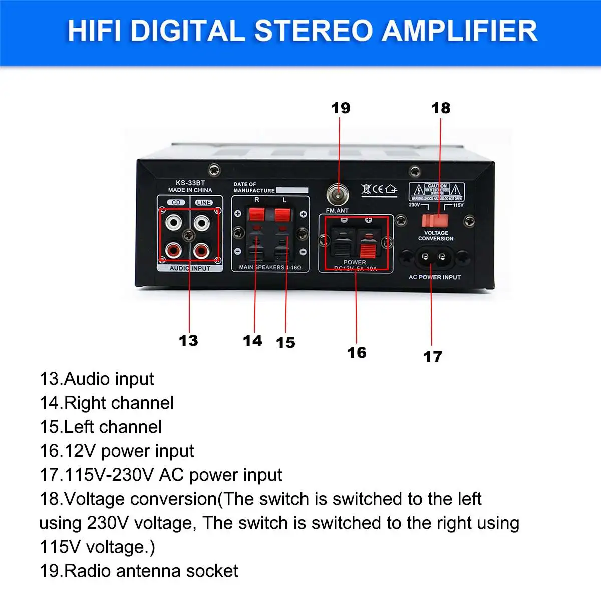 2000W Home Amplifiers Audio 220V Bass Audio Power Bluetooth Digital Amplifier Hifi FM USB SD LED  for Subwoofer Speakers non inverting amplifier
