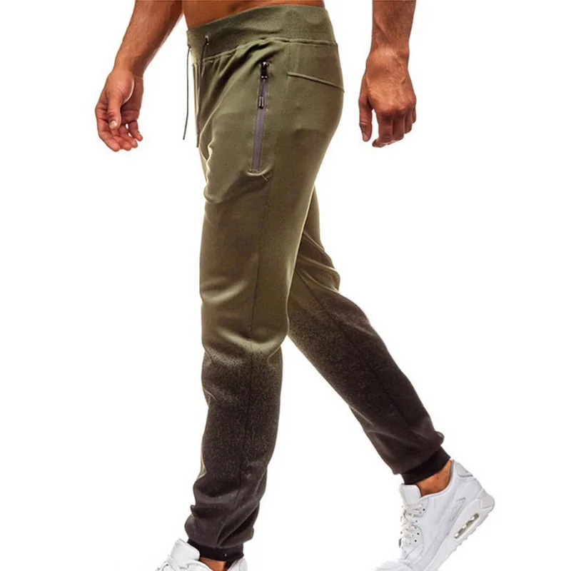 Мужские спортивные штаны, модные мужские спортивные штаны с градиентным шнурком, спортивные штаны для бега, фитнеса, свободные штаны - Цвет: green