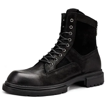 

Chelsea boots men High Quality Genuine Leather combat boots male autumn winter British retro cowhide cowboy boots mens