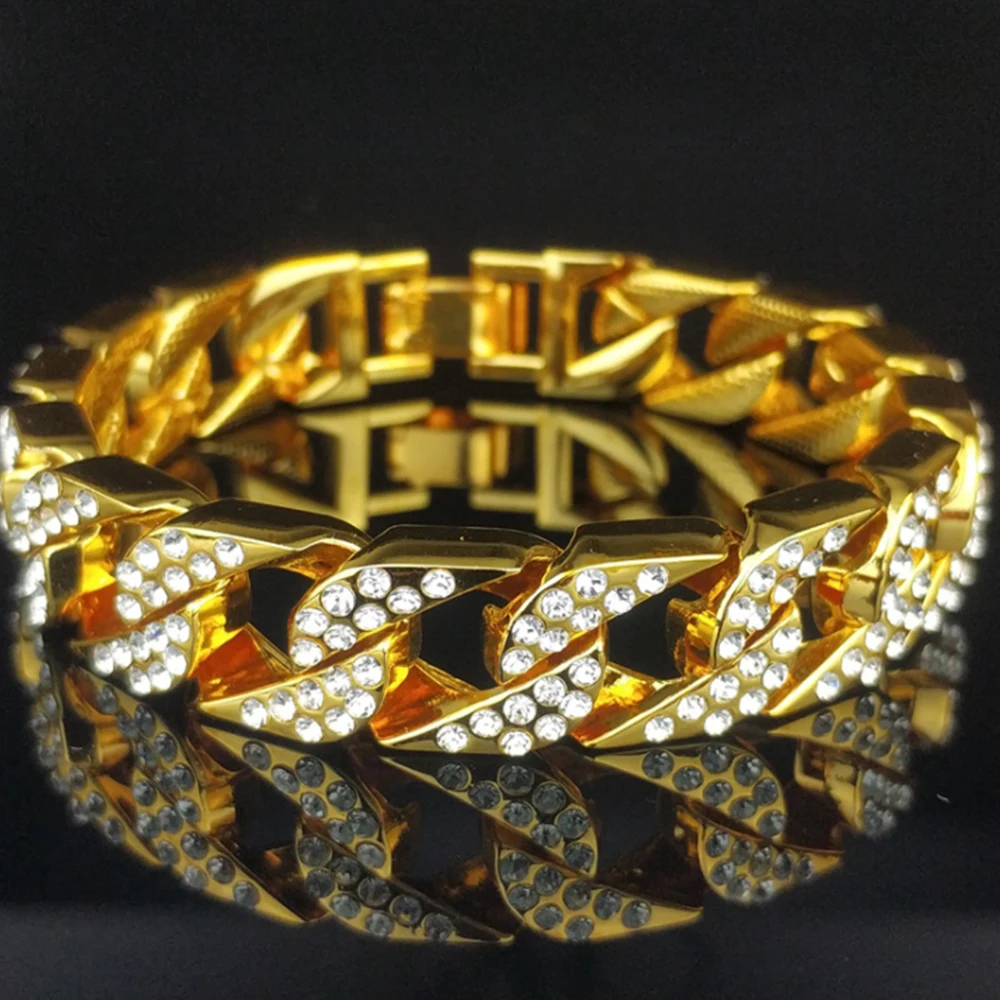 В Стиле Хип-хоп, цепочка, звено, фианит, 14 мм, браслет, преувеличенный хип-хоп, Мужская цепочка, ювелирный подарок