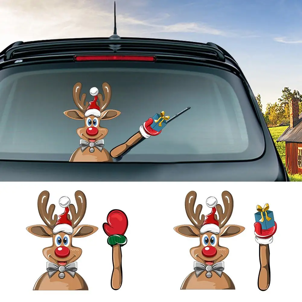 

Christmas Reindeer Elk Wiper Sticker Removable Material Car Rear Windshield Wiper Car Sticker Rear Wiper Decal