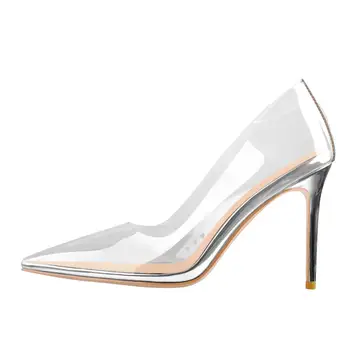 

Onlymaker Women's Transparent Stilettos Pointed Toe High Heel Slip on Sandals Wedding Pumps PVC Clear Nightclub Dress Shoes Size