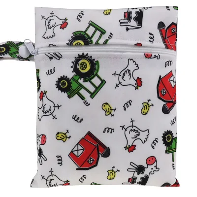 Baby Stroller Waterproof Diaper Hanging Bag Kid Portable Single Zipper Waterproof Reusable Storage Cartoon Printing Wet Dry Bags - Цвет: A