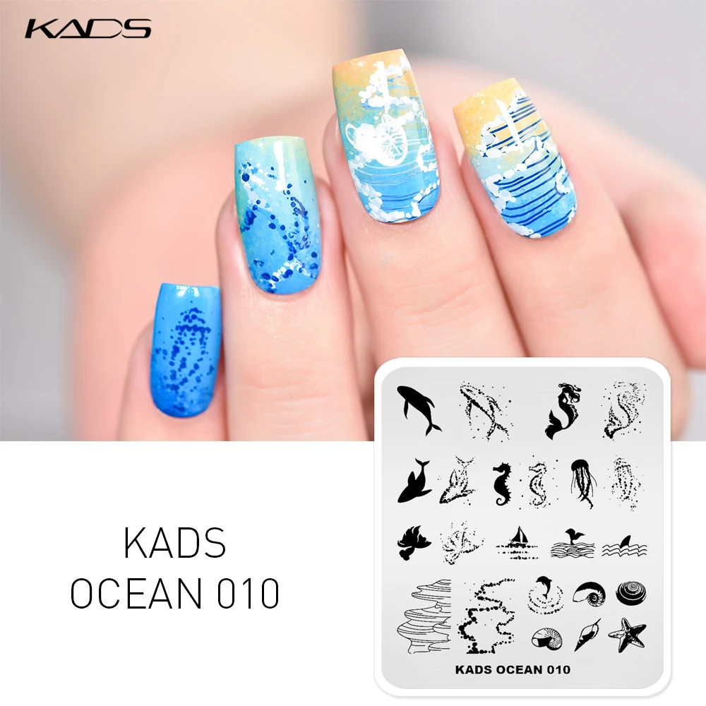 

New Arrival Nail Stamping Plates Marine Life Whale Seahorse Starfish Shell Pattern Template Nail Stencil For Manicure