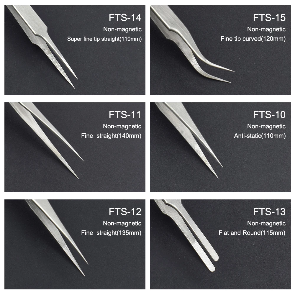 Precision Tweezers,Tweezer Tool,ESD Anti Static Tweezers 6Pcs Tweezers Kit Anti-static Non-magnetic Tweezers Precision Set for Lab Jewelry Craft Soldering Eyebrow