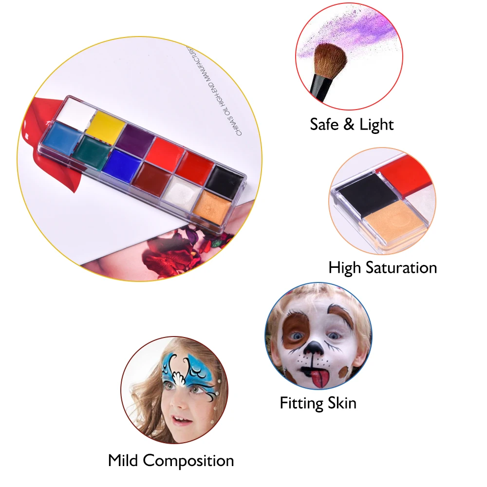 12 видов цветов краска для лица набор самостоятельного нанесения масляной краски