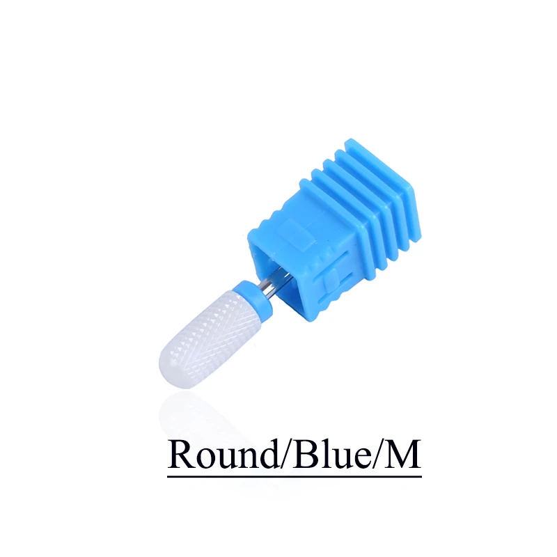 Round-M 1/10 шт. Pro Керамика алмазные фрезы для маникюра биты фреза, маникюр, машинка для маникюра, электрическая машина с аксессуарами для ногтей шлифовальный станок биты инструмент - Цвет: Round-M