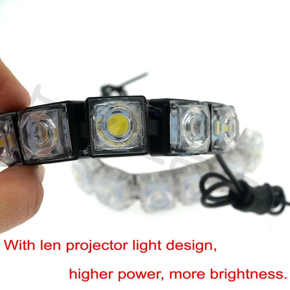 Hviero 2Pcs Universal 6LED Super White Waterproof Flexible DRL Daytime Running Light Driving Fog Warning Lamp DC-12V Auto Durable car