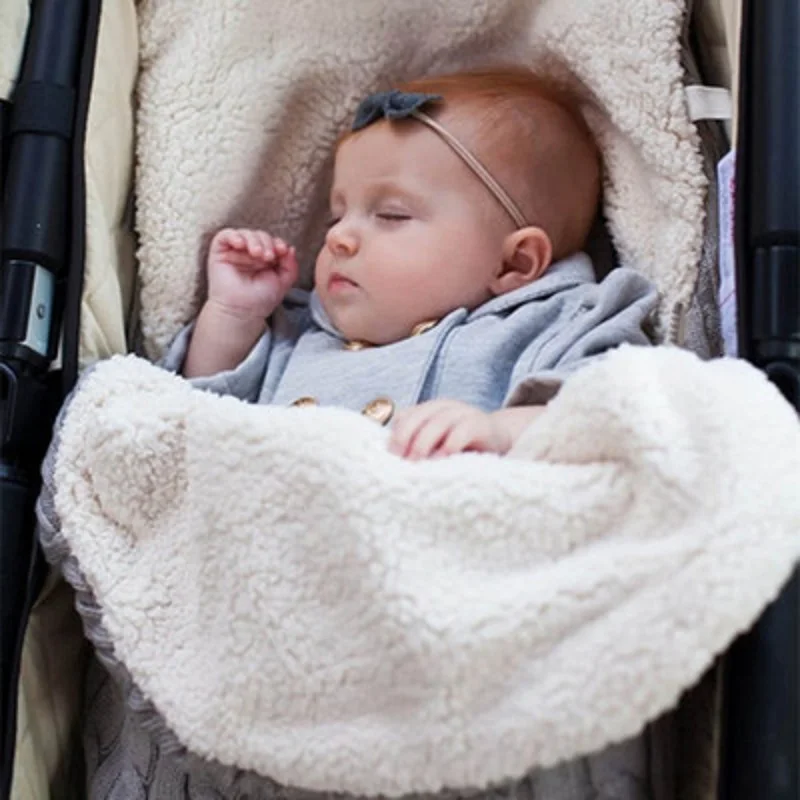 

Newborn Baby Winter Warm Sleeping Bags Infant Button Knit Swaddle Wrap Swaddling Stroller Wrap Toddler Blanket Sleeping Bags