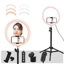 1" светодиодный кольцевой светильник двухцветная кольцевая лампа 3200 K-5500 K CRI95 24W кольцевая лампа для видео YouTube фото кольцевой светильник макияж светильник