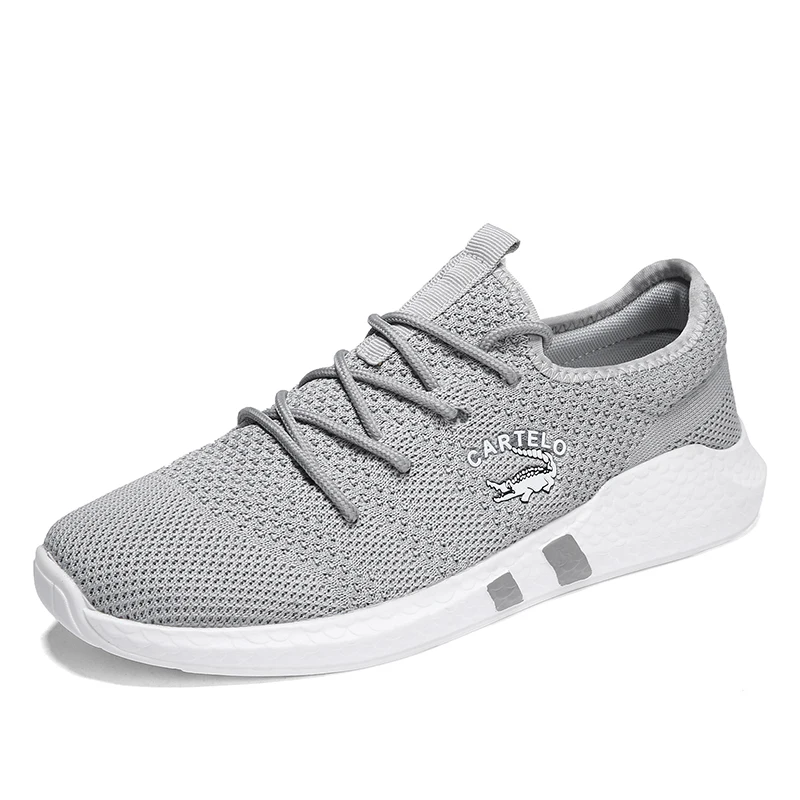 CARTELO men's shoes fashion trend simple and light comfortable shoes breathable flying woven Korean sports casual shoes men - Цвет: Серый