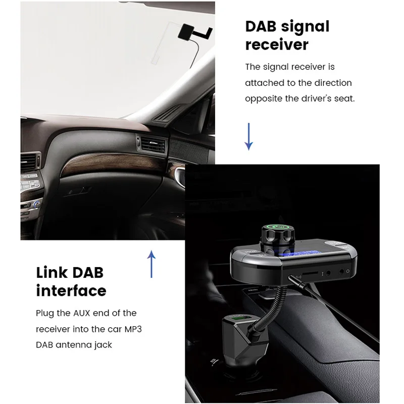 JaJaBor Car DAB цифровой fm передатчик Bluetooth автомобильный комплект громкой связи AUX