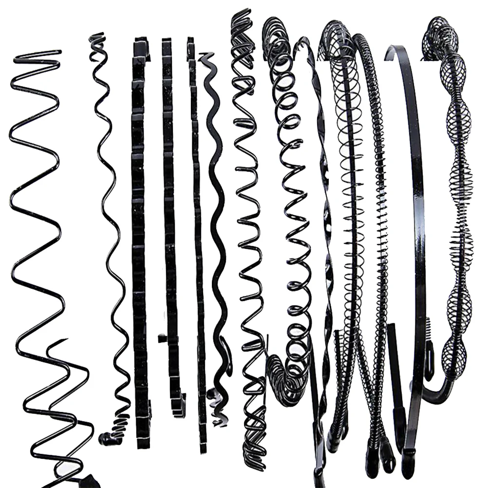 13 Pcs Wave Headband Unisex Non Slip Black Metal Spiral Men Women Hair Band Hairband Accessories Kawaii Opaska Do Wlosow |