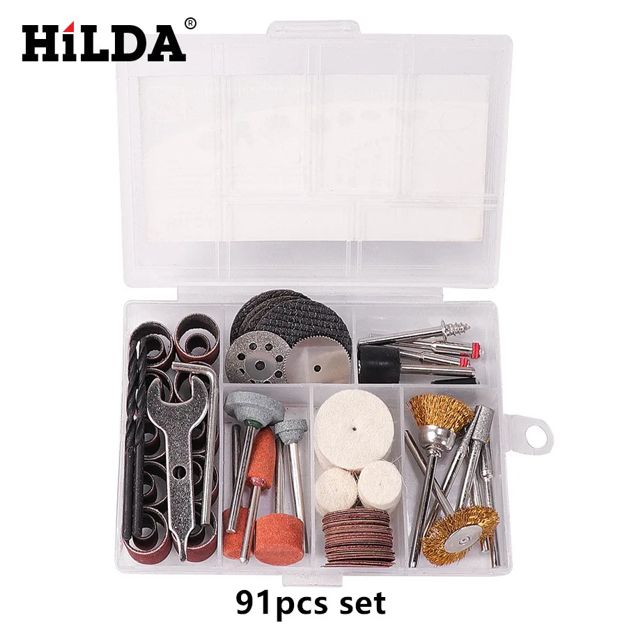 91pcs set HILDA 18 в мини-гравировальная ручка электрический шлифовальный станок ручка дрель вращающийся инструмент с шлифовальной машиной набор аксессуаров многофункциональный инструмент - Цвет: 91pcs set
