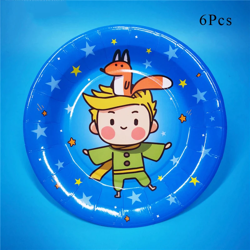 Paper plate x 6 Маленькая тема принца Декоративная скатерть для вечеринки бумажная чашка пластина шапка с рисунком шары для детей Дети День рождения принадлежности - Цвет: Paper plate x 6