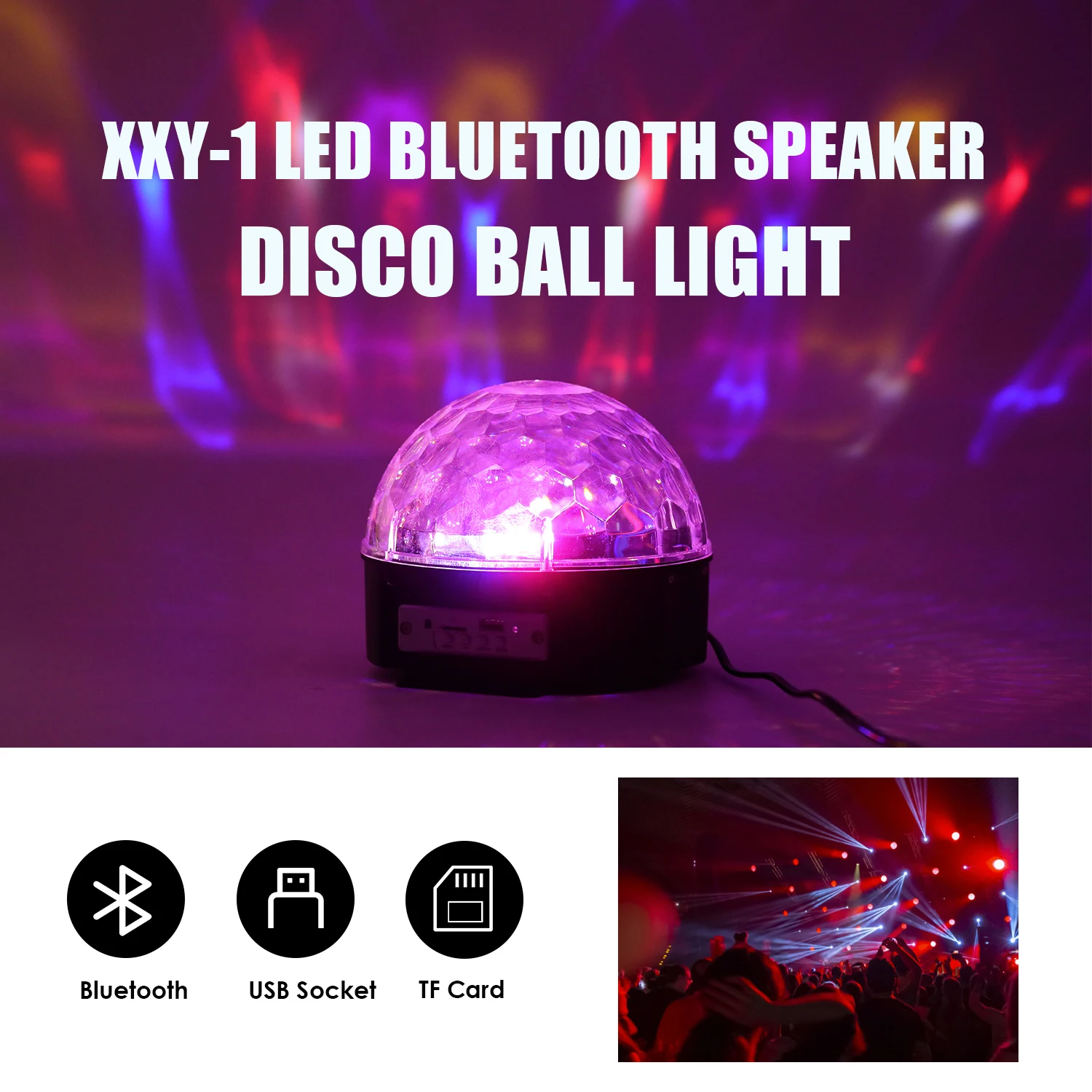 9 цветов светодиодный Bluetooth диско шар светильник с пультом дистанционного